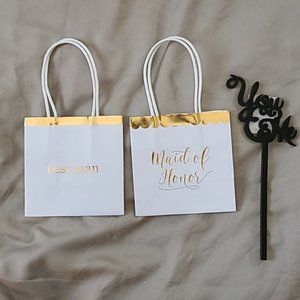 "You & Me " wedding cake Topper & 2 Wedding Gift bags